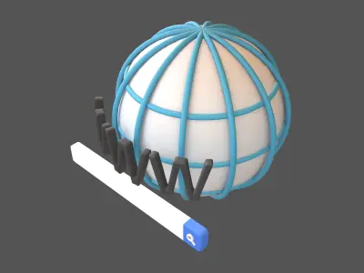 WWW Icon with Search Bar v1 002 Low-poly 3D model