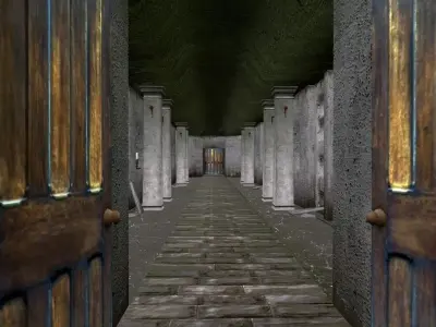 Old catacombs interior Low-poly 3D model