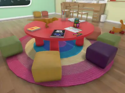 Kids classroom Low-poly 3D model