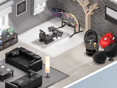 Room 44 Low-poly 3D model