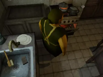 Low Poly PS1 Retro Horror Kitchen Scene FBX OBJ GLB Low-poly 3D model