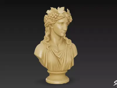 Greek God Dionysus Bust Low-poly 3D model