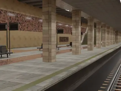 Underground train station Pozniaky Metropolitan Kyiv Ukraine 3D model