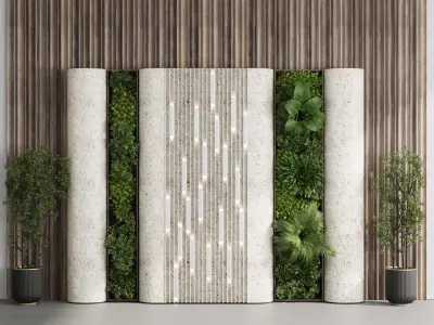 Reception Desk and Wall decor - office furniture 15 Low-poly 3D model