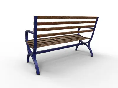 Old Street Bench Low-poly 3D model