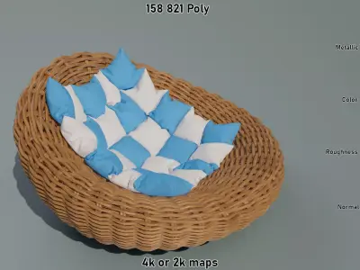 Wicker Comfort Chair Low-poly 3D model