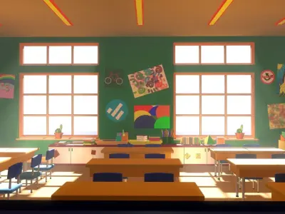 Asset - Cartoons - Background - Classroom - 02 3D model