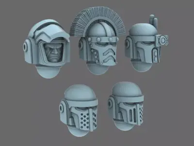 Space Knights V3 Warrior Helmets 3D print model