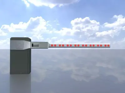 Railway Crossing Barrier 2 m closed Low-poly 3D model