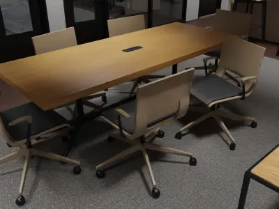 Office Scene - Low poly furnished  3D model