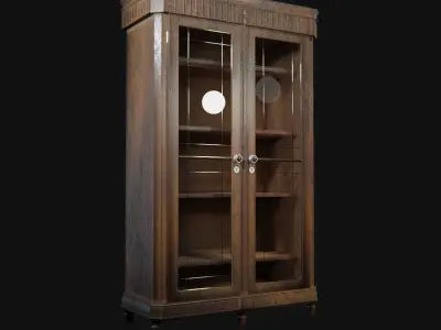 Decorative wooden oldschool cupboard Low-poly 3D model