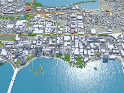 West Palm Beach Downtown Florida USA Low-poly 3D model