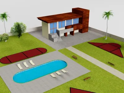 Modern House  Low-poly 3D model