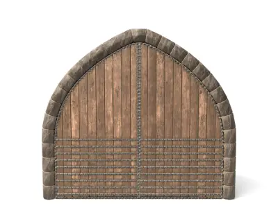 Medieval Arched Wooden Door  3D model