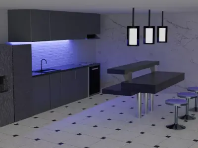 Modern Kitchen Free 3D model 2