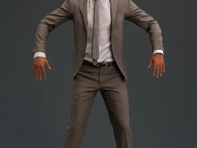 Rigged European male 3D model in business formal attire Low-poly 3D model