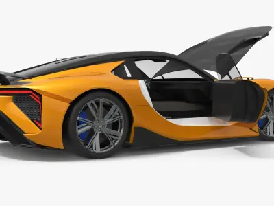  Modern Sport Coupe Veilside Style Orange Rigged for Cinema 4D 