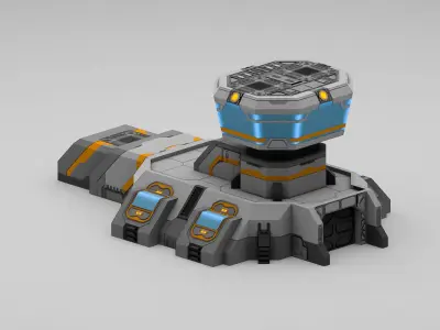 Sci-Fi Military Building - Gate Control Low-poly 3D model