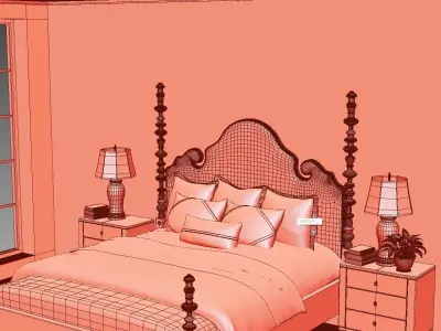 Bedroom Interior Scene for 3dsmax 2019  3D model 3D model