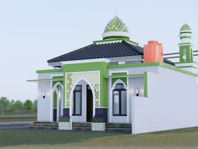 Architecture Modern Minimalist Mosque Mushola Room Prayer  3D model