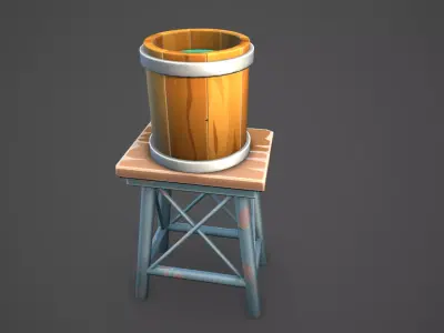 Water tower Low-poly 3D model 9