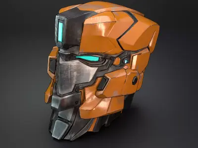 Sci Fi Mecha Head  AldnoahZero Fan Art Game Ready and SubD 3D model
