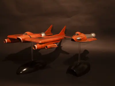 UFO Lunar module and Lunar Carrier 3D print model