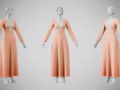 Dress 35 Light Salmon Low-poly 3D model
