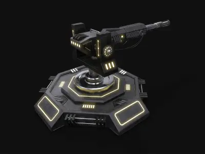 Low Poly Sci-Fi Turret V2 UPDATED Low-poly 3D model
