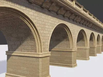 arched brick medieval bridge Low-poly 3D model