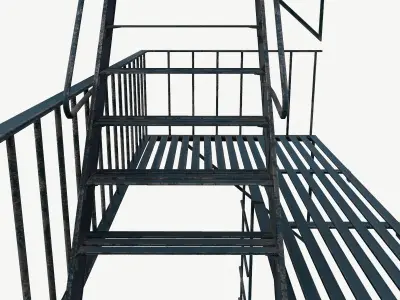 Fire Escape old Low-poly 3D model