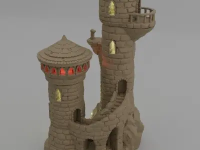 Small Magician Tower Tabletop Terrain 28 mm 3D print model