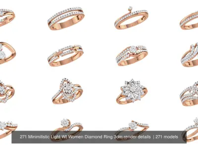 271 Minimilistic Light Wt Women Diamond Ring 3dm render details  3D Model Pack