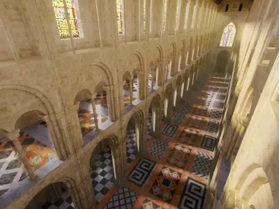 Cathedral Romanesque Nave FLOOR - ONLY  Low-poly 3D model