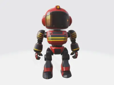Lowpoly robot fireman Low-poly 3D model