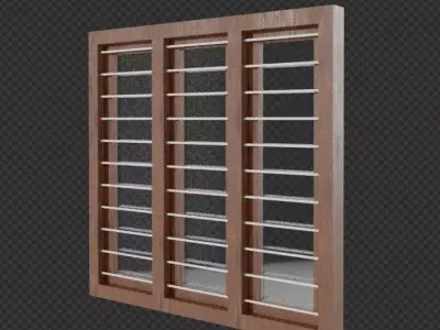 Wooden Framed Glazed Window Low-poly 3D model
