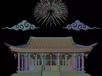 Chinese New Year Traditional House Building  3D model