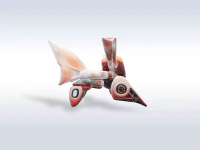 Futuristic Sci-Fi Flying Drone Robot with Cockpit Game Ready 82 3D model