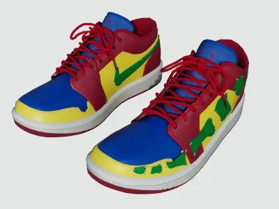 DINO 2 Air Jordan 1 BRICKS LOW Shoes PBR  Low-poly 3D model