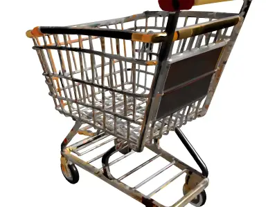 Rusty Abandoned Shopping Cart Model Low-poly 3D model