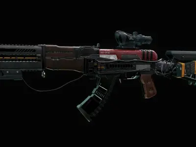 Assault Rifle - AK Volkodav Low-poly 3D model