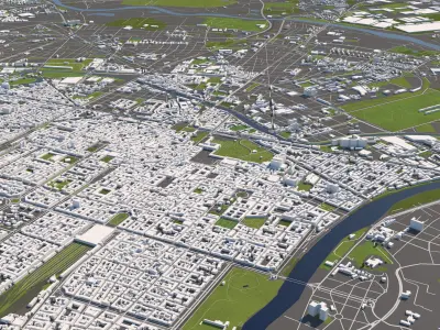 Turin Italy 50x50km 3D City Map 3D model