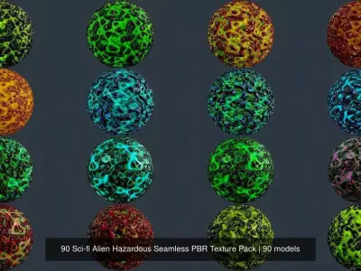 90 Sci-fi Alien Hazardous Seamless PBR Texture Pack Texture