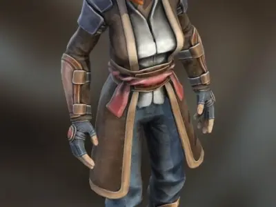 Stylized Steampunk Girl Low-poly 3D model