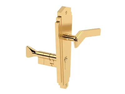 Art Deco Style Door Handle Brass 3D model
