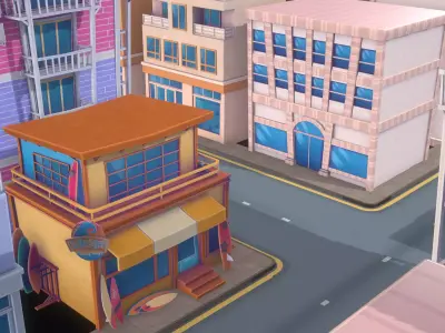 Cartoon pack - Buildings  Low-poly 3D model