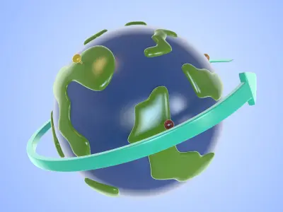 cartoon earth space travel water venus planet 3D model