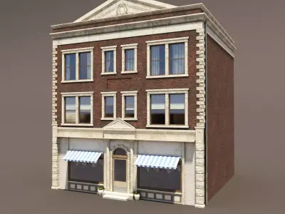 Apartment Building 156 Low Poly 3d Model Low-poly 3D model