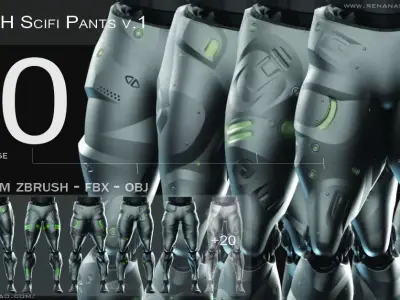 IMM 20 Scifi Legs KitBash with Uvs - Plus LP HP 3D model