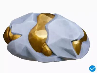 Cartoon Gold Ore Stone Low-poly 3D model